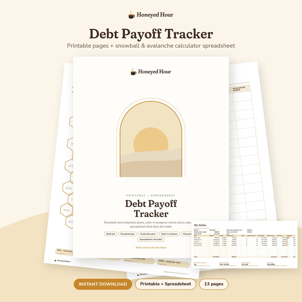 Debt Payoff Tracker – Printable & Spreadsheet Snowball Debt Planner printable cover