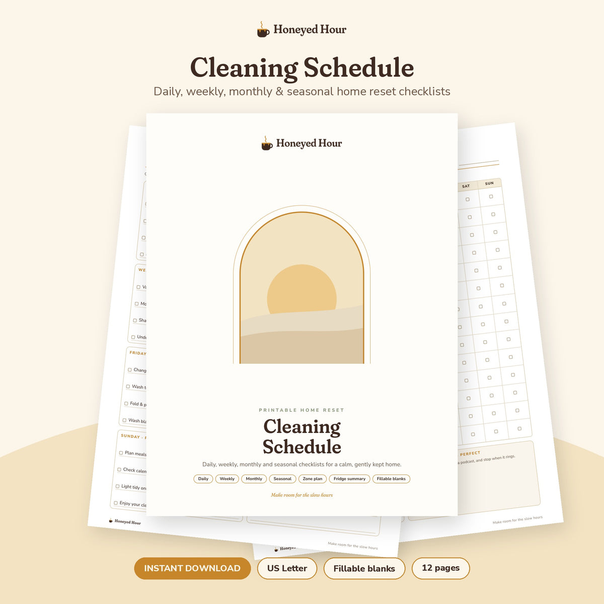 Cleaning Schedule Printable – Daily, Weekly & Monthly Home Reset Checklists printable cover