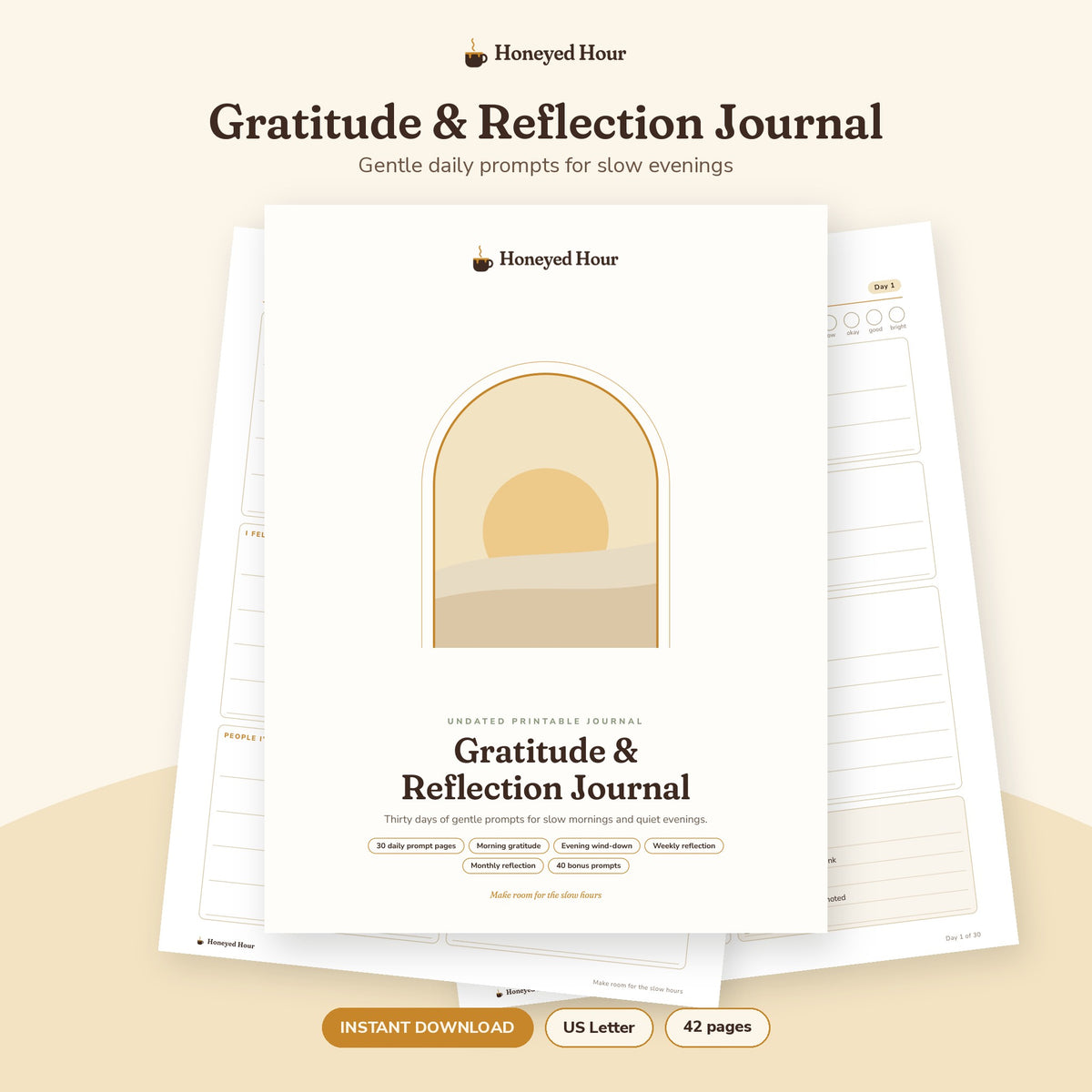 Gratitude & Reflection Journal Printable – Gentle Daily Prompts for Slow Evenings printable cover
