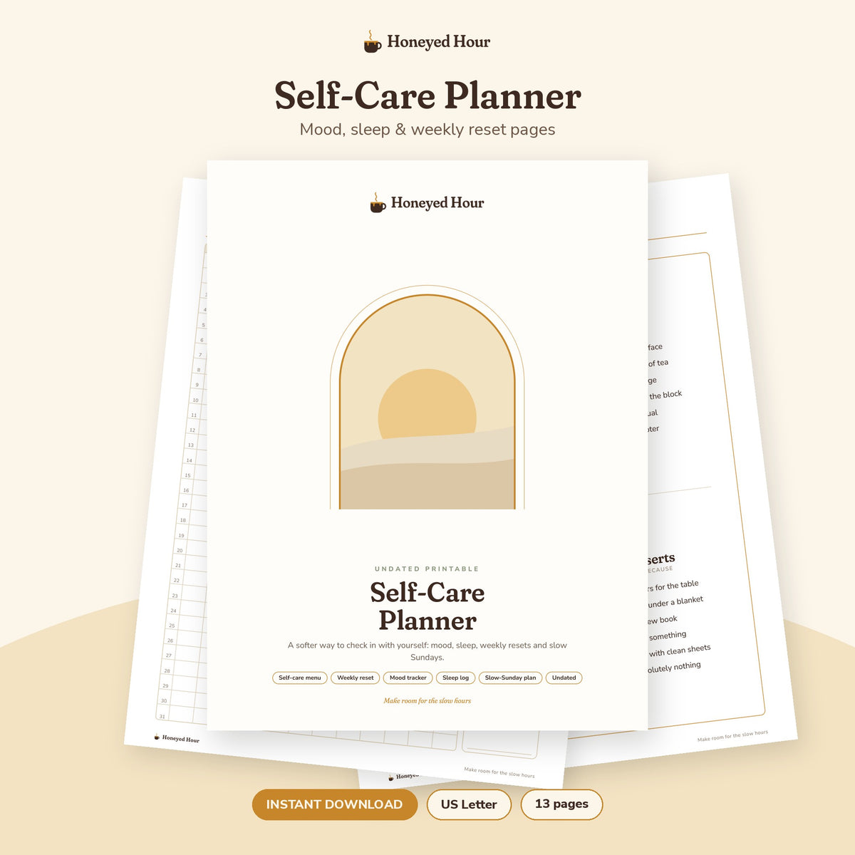 Self-Care Planner Printable – Mood, Sleep & Weekly Reset Pages printable cover