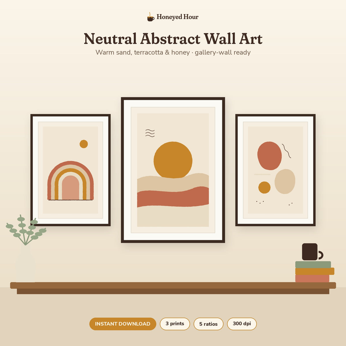 Neutral Abstract Wall Art Printable Set of 3 – Warm Earth-Tone Gallery Wall printable cover