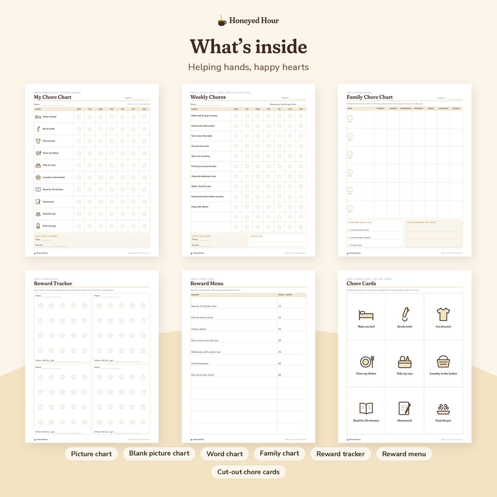 Family Chore Chart Printable – Weekly Chore & Reward Charts for Kids pages preview