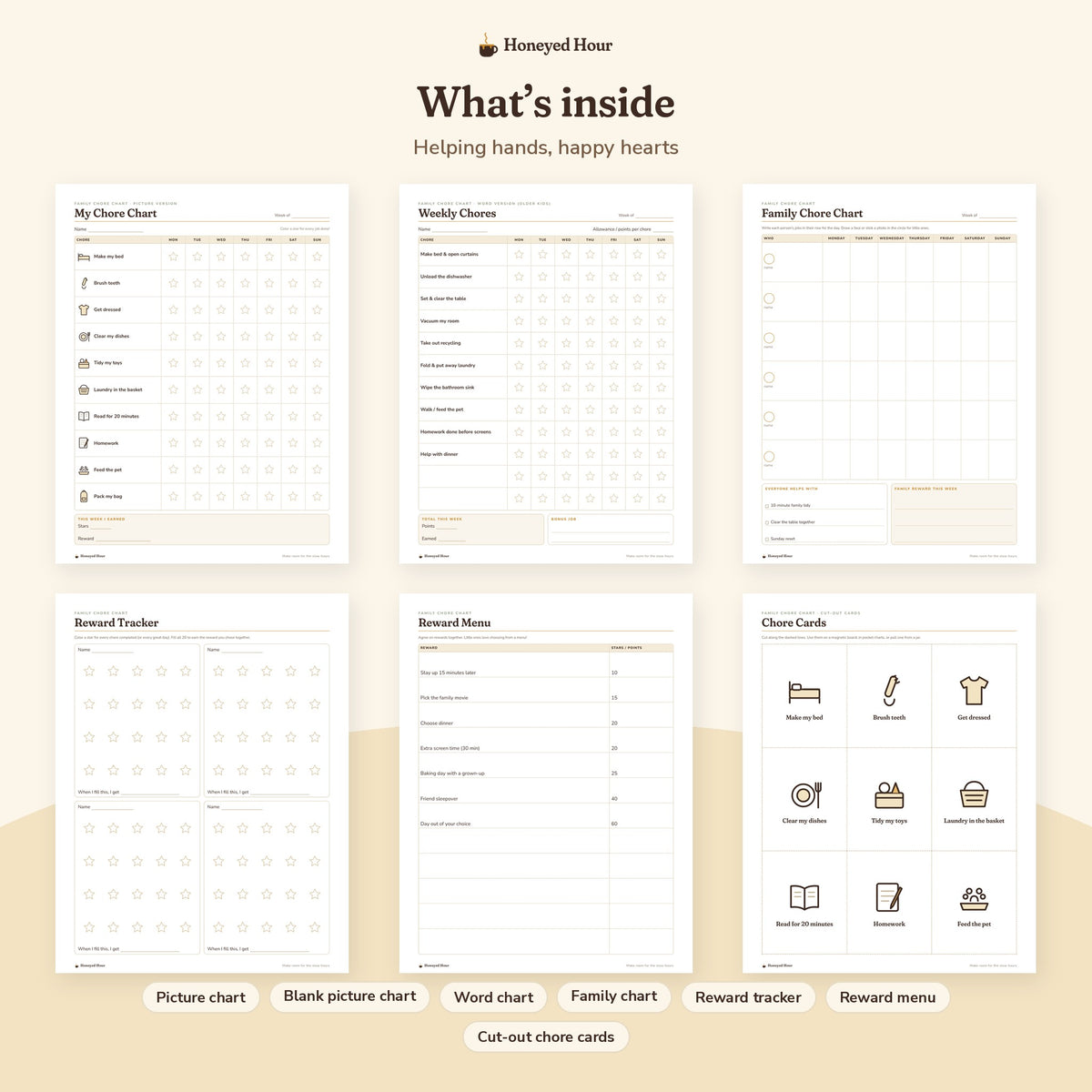 Family Chore Chart Printable – Weekly Chore & Reward Charts for Kids pages preview