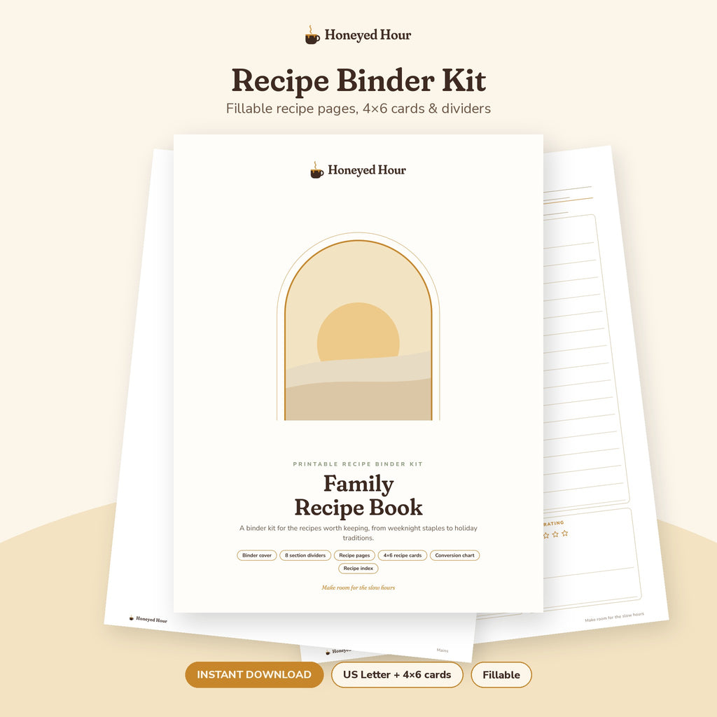 Recipe Binder Printable Kit – Recipe Pages, Cards & Dividers printable cover