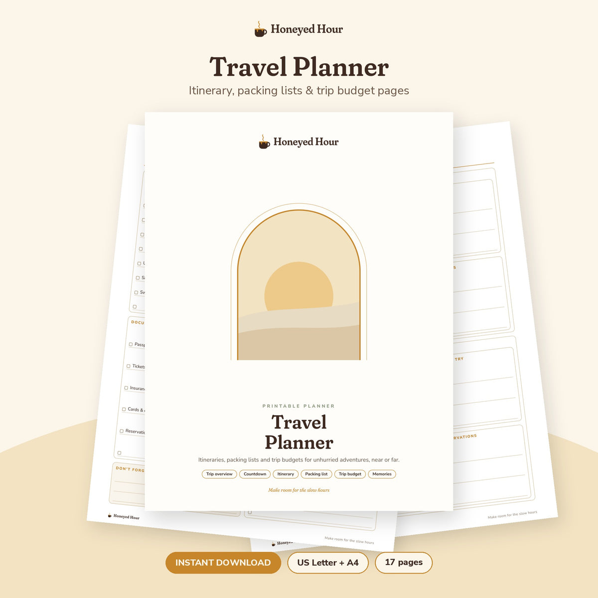 Travel Planner Printable – Itinerary, Packing List & Trip Budget Pages printable cover