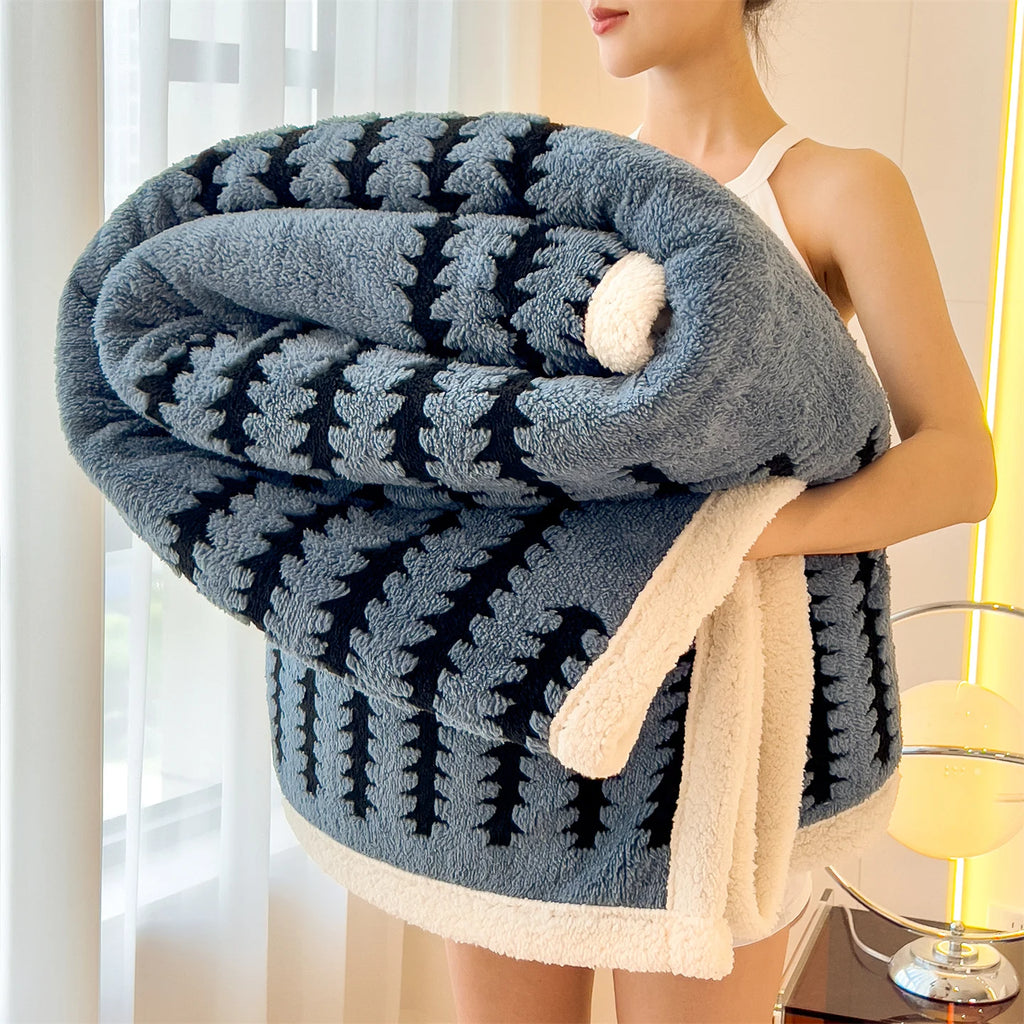 Reversible Sherpa Fleece Throw Blanket – Plush, Warm & Machine Washable