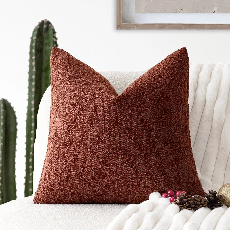 Boucle Throw Pillow Covers, Set of 2 – Textured Neutral 18x18 Cushion Covers