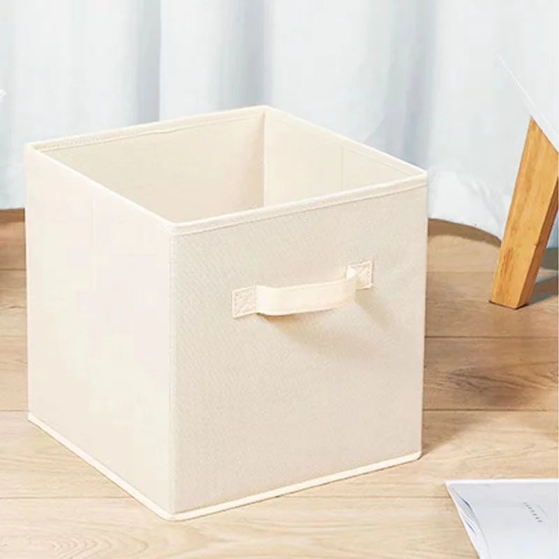 Foldable Fabric Storage Bins, 3-Pack – Linen-Look Cube Organizers