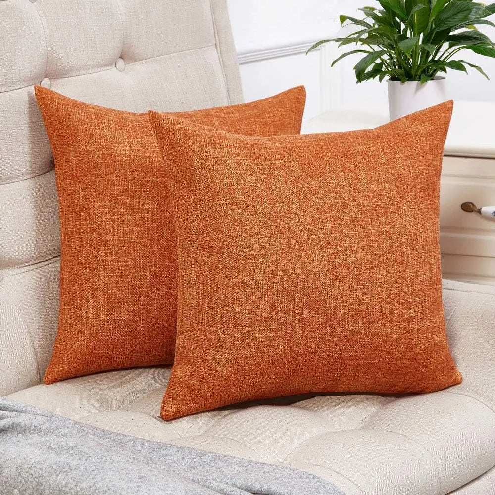 Linen-blend throw pillow covers in earthy tones, photo 12 of 20