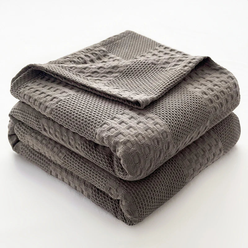 Waffle knit cotton throw blanket, photo 8 of 10