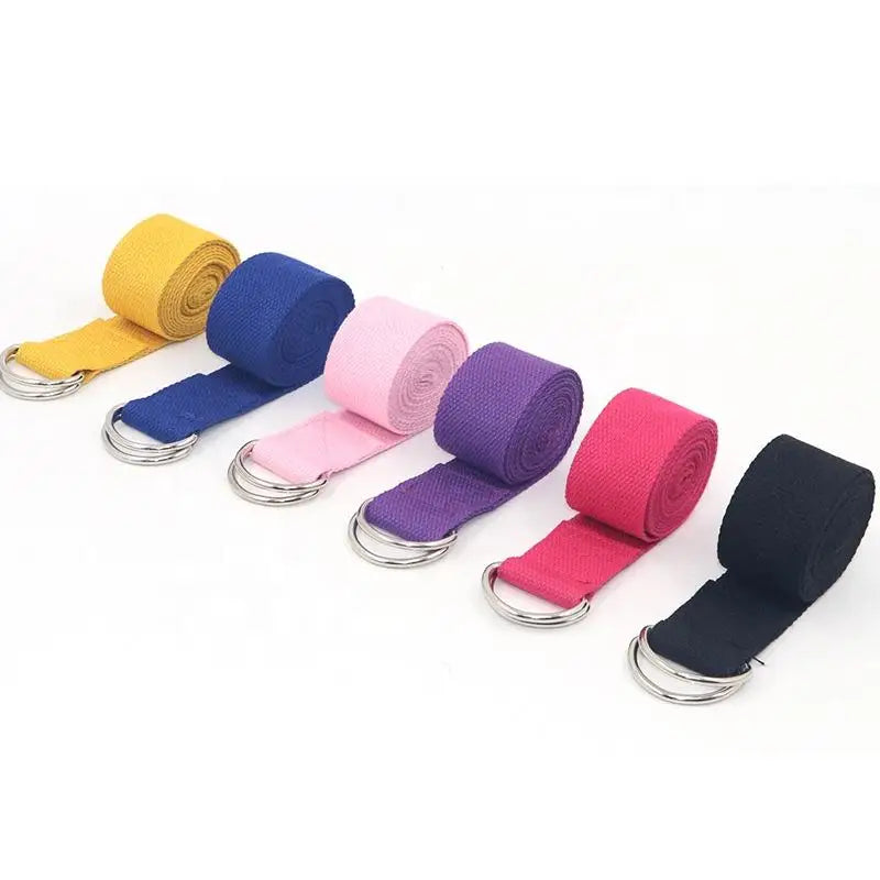 Cotton Yoga Strap with D-Ring – 8 ft Stretching Strap for Gentle Flexibility