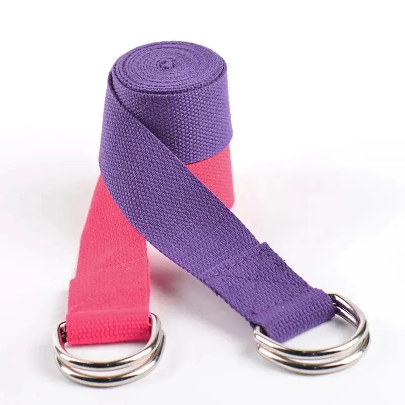 Cotton Yoga Strap with D-Ring – 8 ft Stretching Strap for Gentle Flexibility