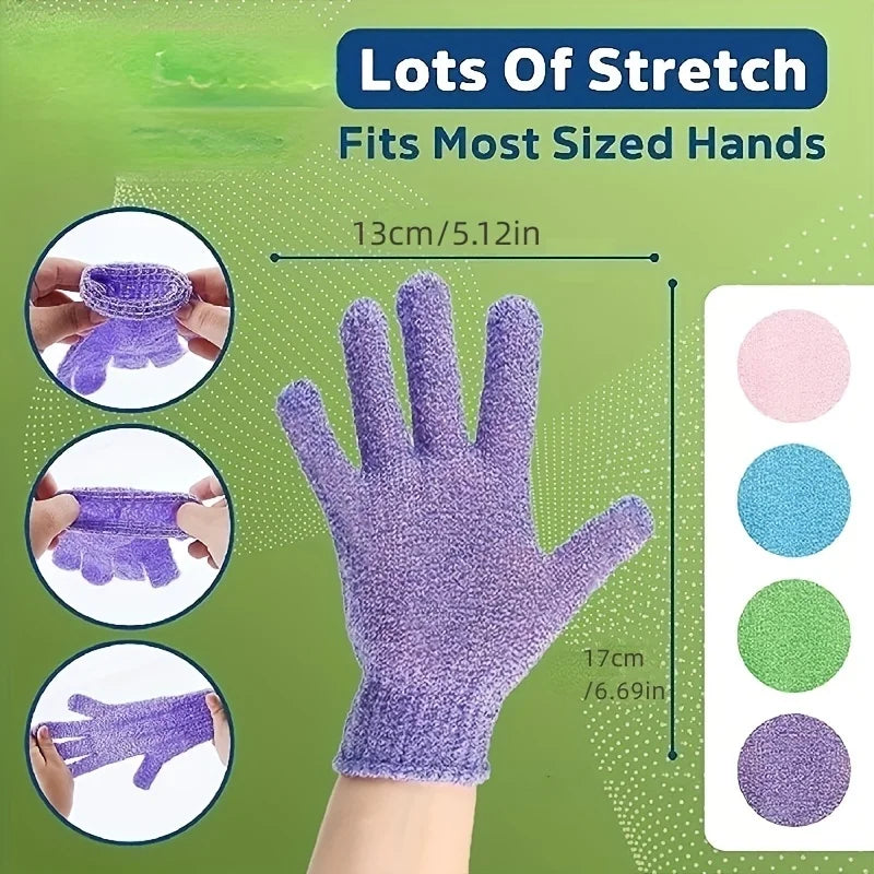 Exfoliating Bath Gloves, Set of 3 – Spa-Day Shower Scrub Mitts