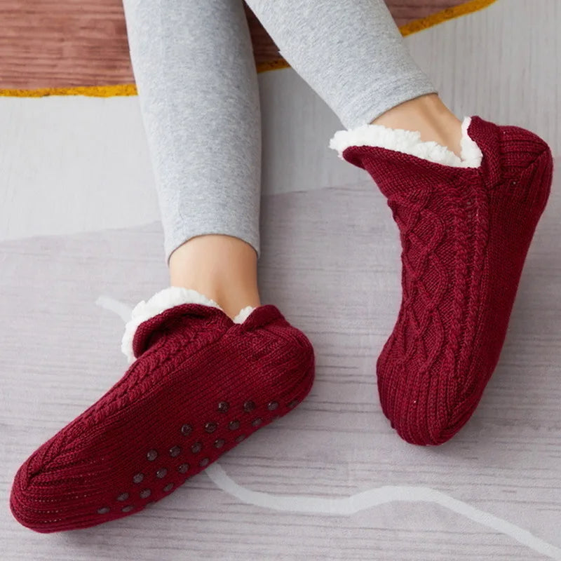 Fuzzy Grip Slipper Socks, 2 Pairs – Plush Non-Slip Socks for Slow Evenings