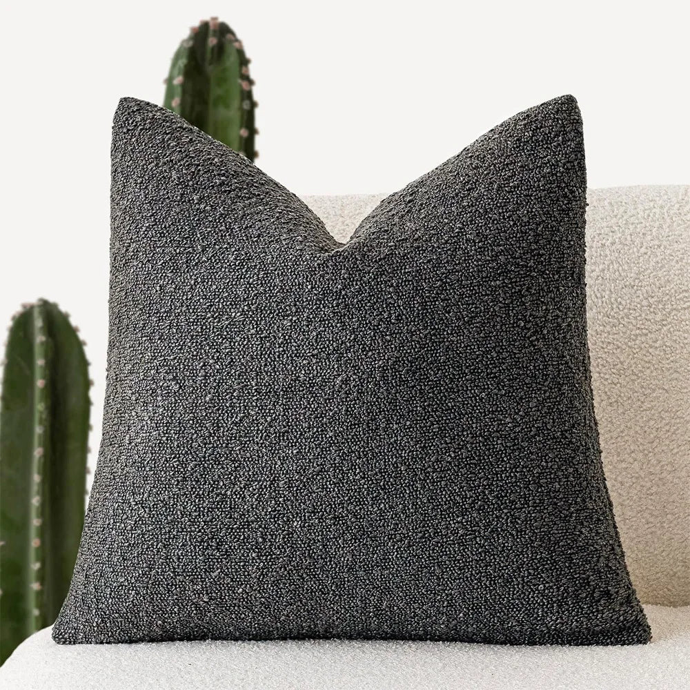 Boucle Throw Pillow Covers, Set of 2 – Textured Neutral 18x18 Cushion Covers