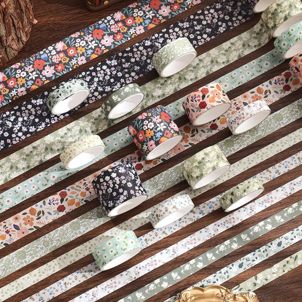Washi Tape Set of 12 – Botanical & Neutral Tapes for Journals and Planners