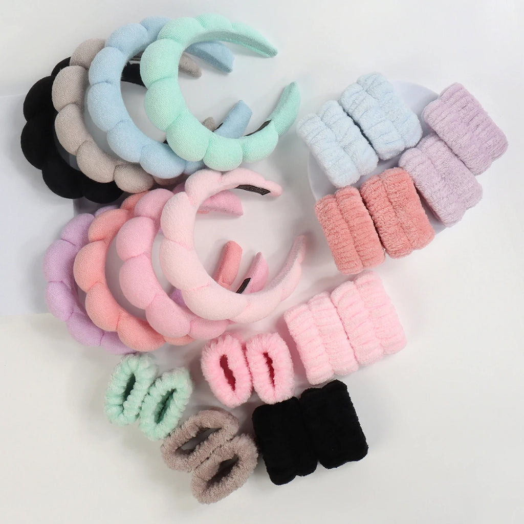 Plush Spa Headband & Wristband Set – Cozy Skincare Routine Essentials