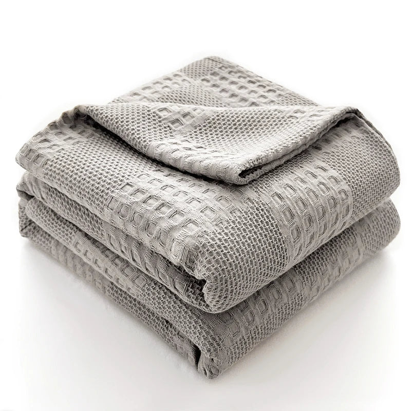 Waffle knit cotton throw blanket, photo 9 of 10