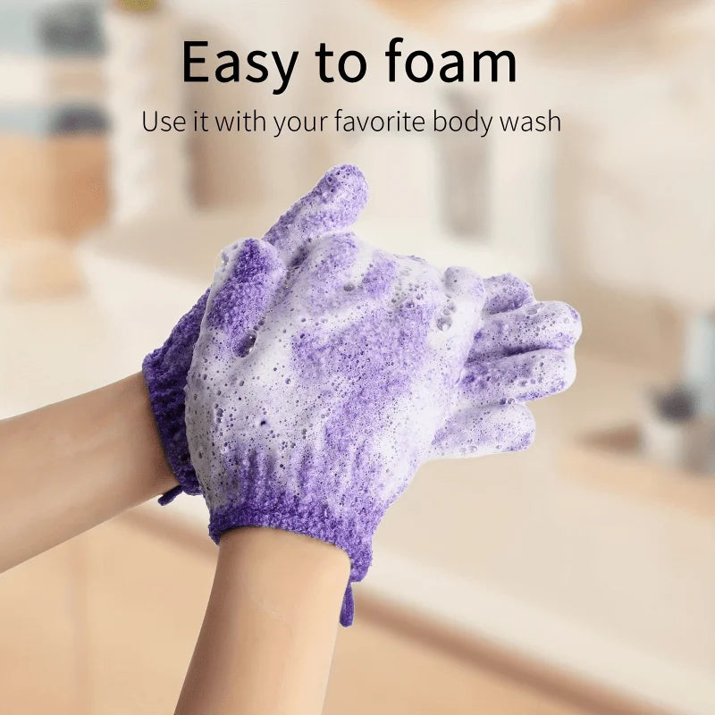Exfoliating Bath Gloves, Set of 3 – Spa-Day Shower Scrub Mitts