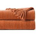 Chenille knit throw blanket with fringe, photo 9 of 12