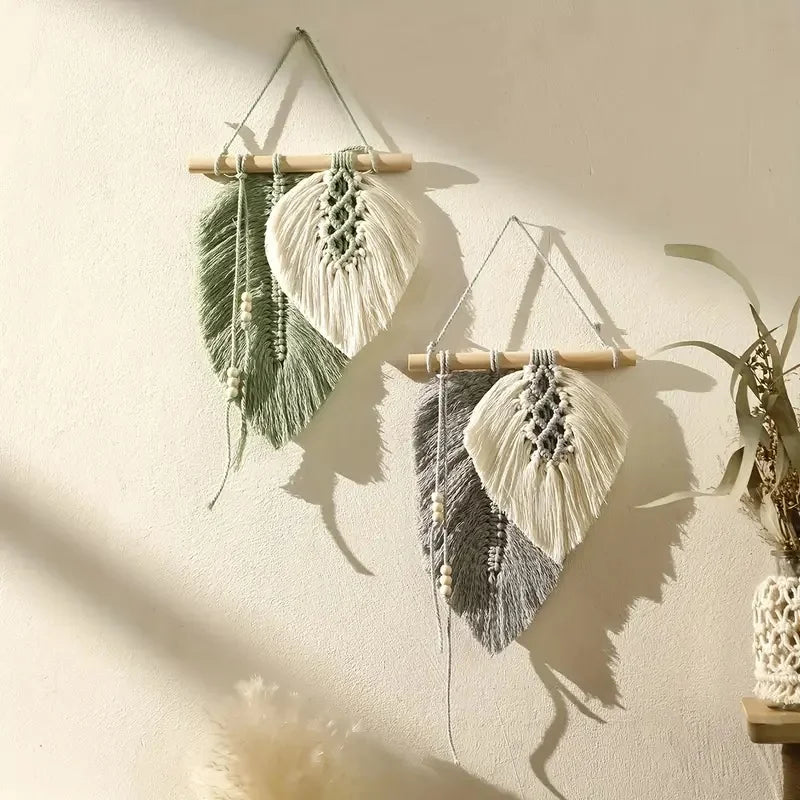 Hand-knotted cotton macrame wall hanging