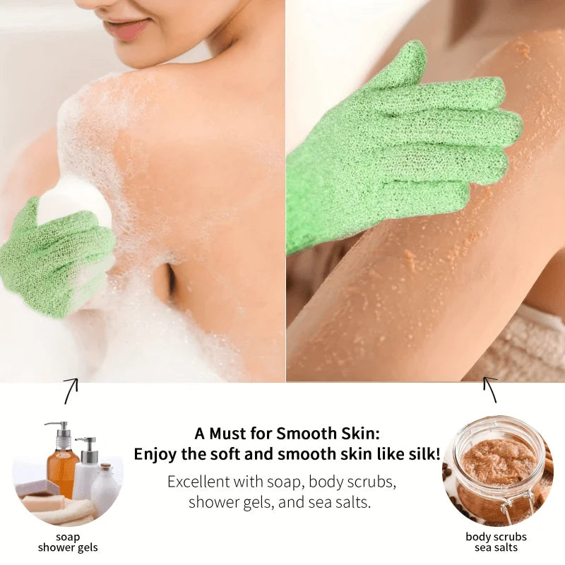 Exfoliating Bath Gloves, Set of 3 – Spa-Day Shower Scrub Mitts