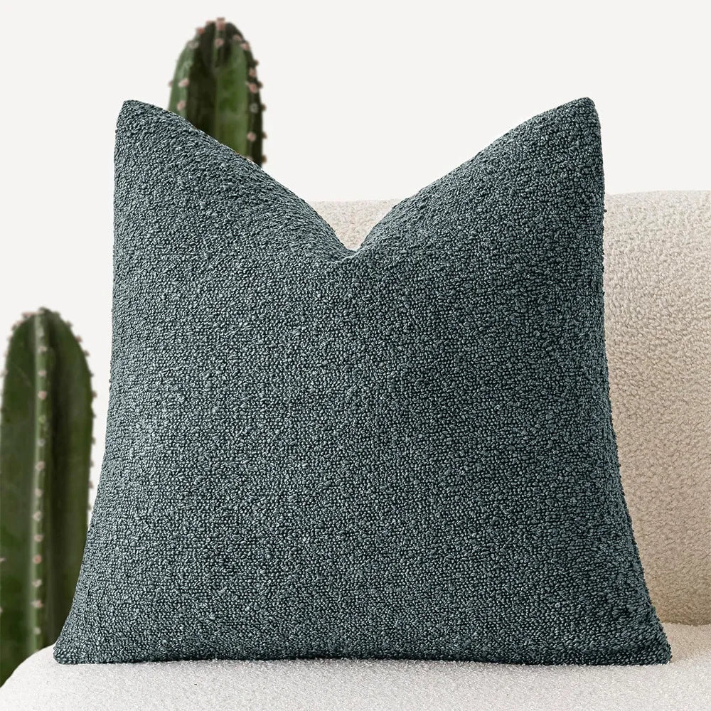 Boucle Throw Pillow Covers, Set of 2 – Textured Neutral 18x18 Cushion Covers