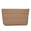 Quilted Puffy Cosmetic Bag – Soft Makeup Pouch in Warm Neutral Shades
