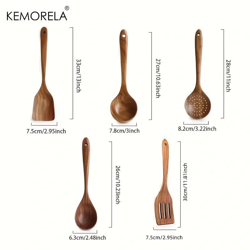 Teak Wooden Cooking Utensil Set – 5 Piece
