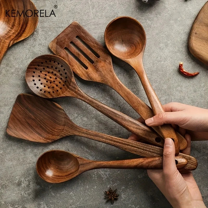 Teak Wooden Cooking Utensil Set – 5 Piece