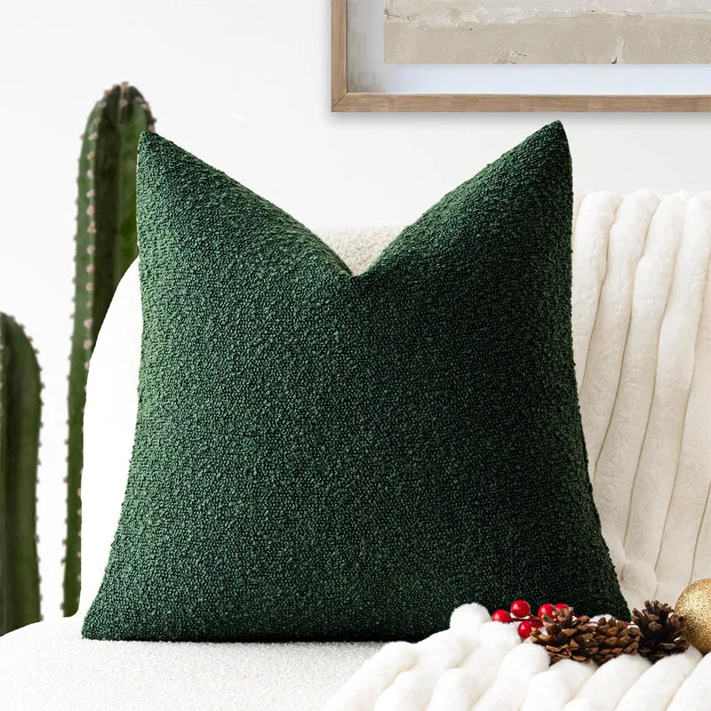 Boucle Throw Pillow Covers, Set of 2 – Textured Neutral 18x18 Cushion Covers
