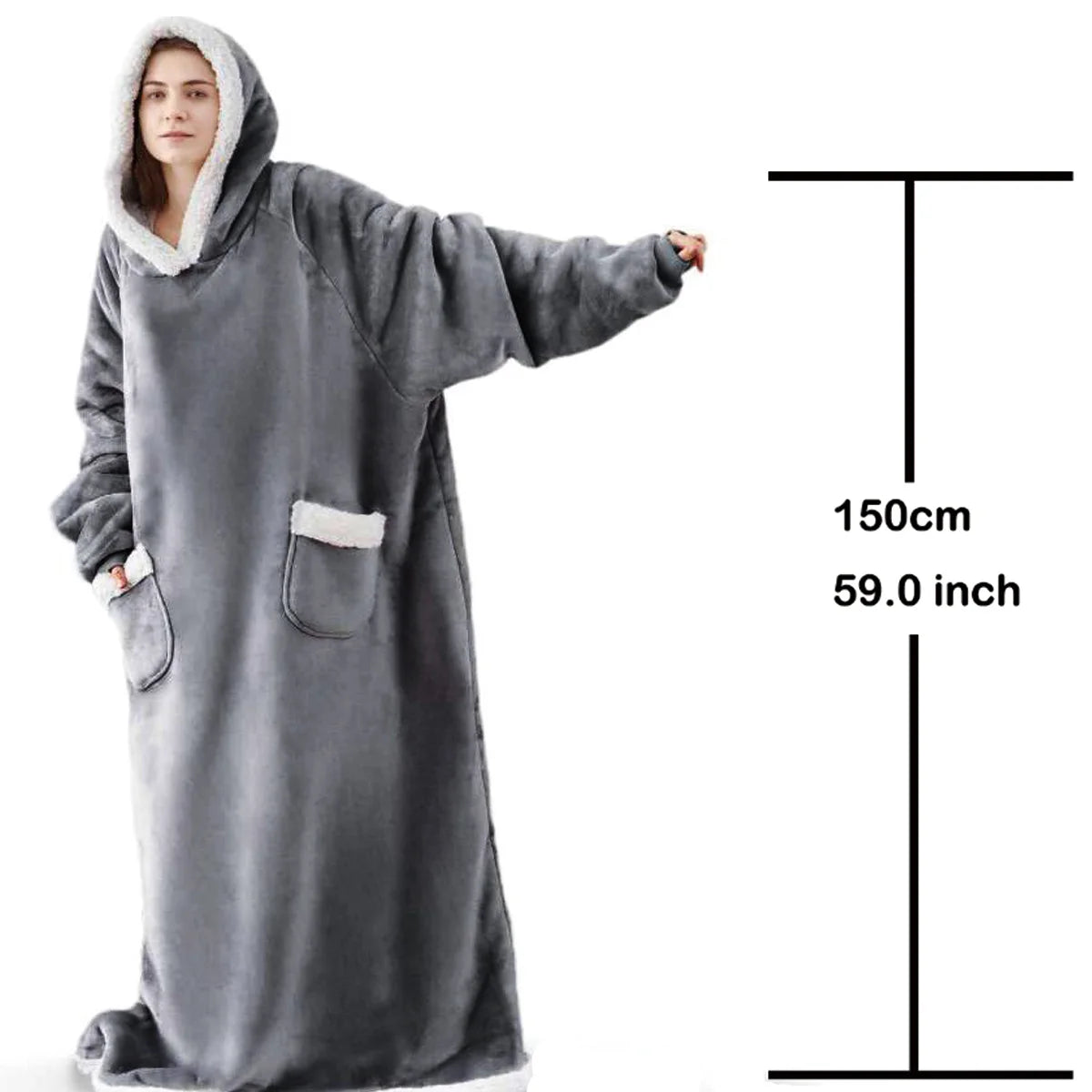 Oversized Wearable Blanket Hoodie – Cozy Fleece