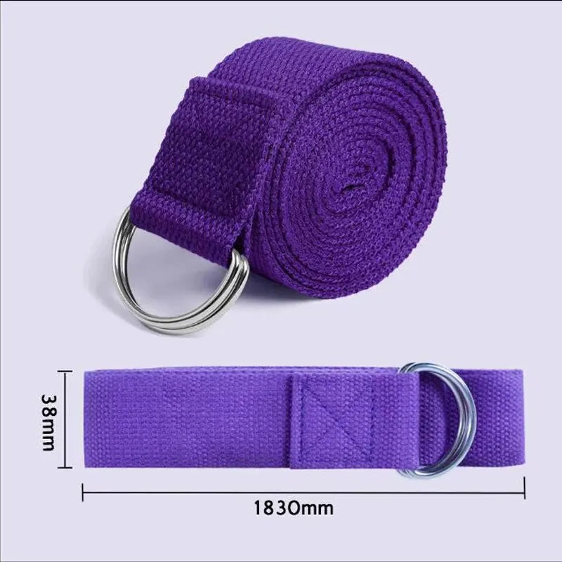 Cotton Yoga Strap with D-Ring – 8 ft Stretching Strap for Gentle Flexibility