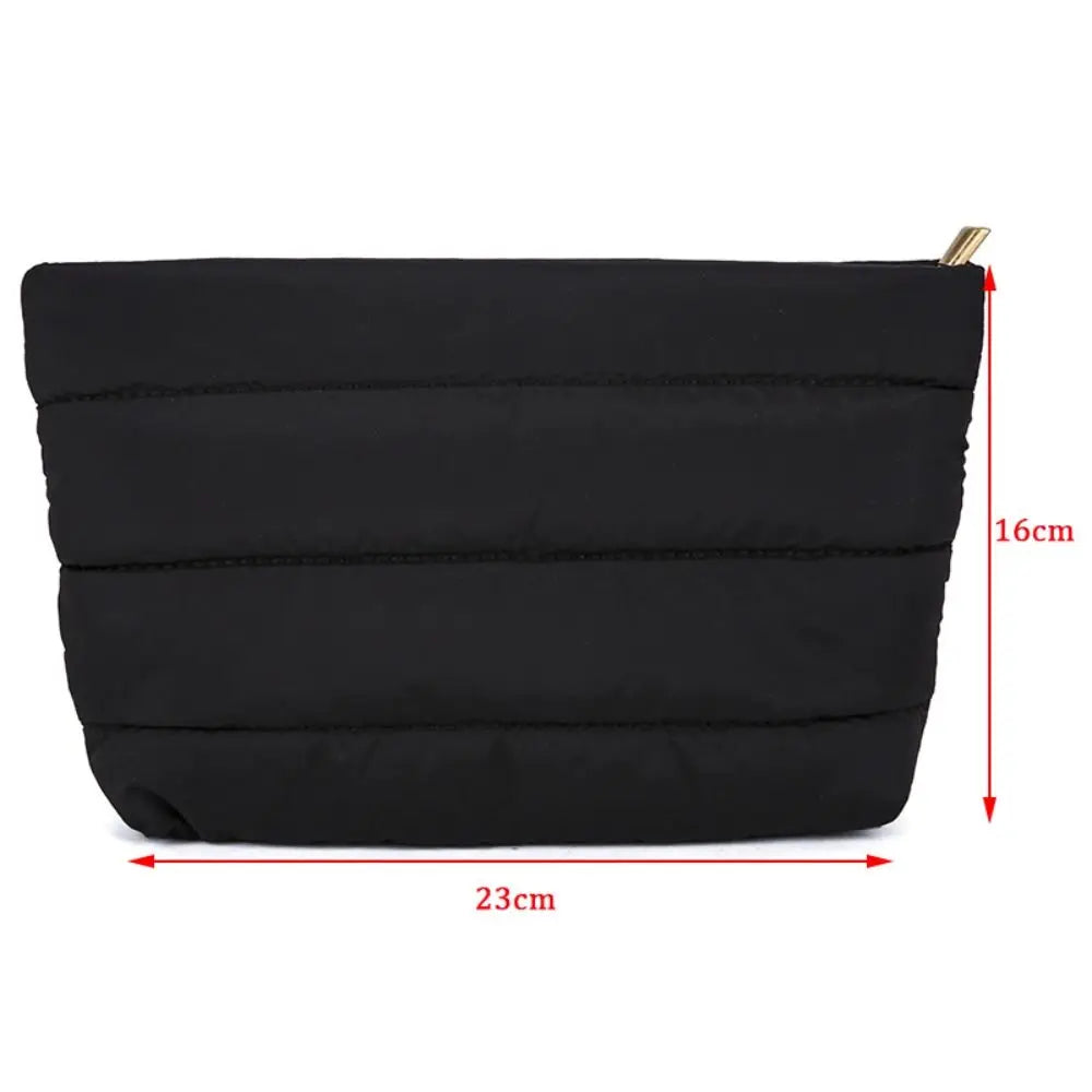 Quilted Puffy Cosmetic Bag – Soft Makeup Pouch in Warm Neutral Shades