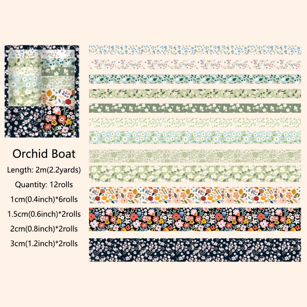Botanical and neutral washi tape set of 12, photo 9 of 9