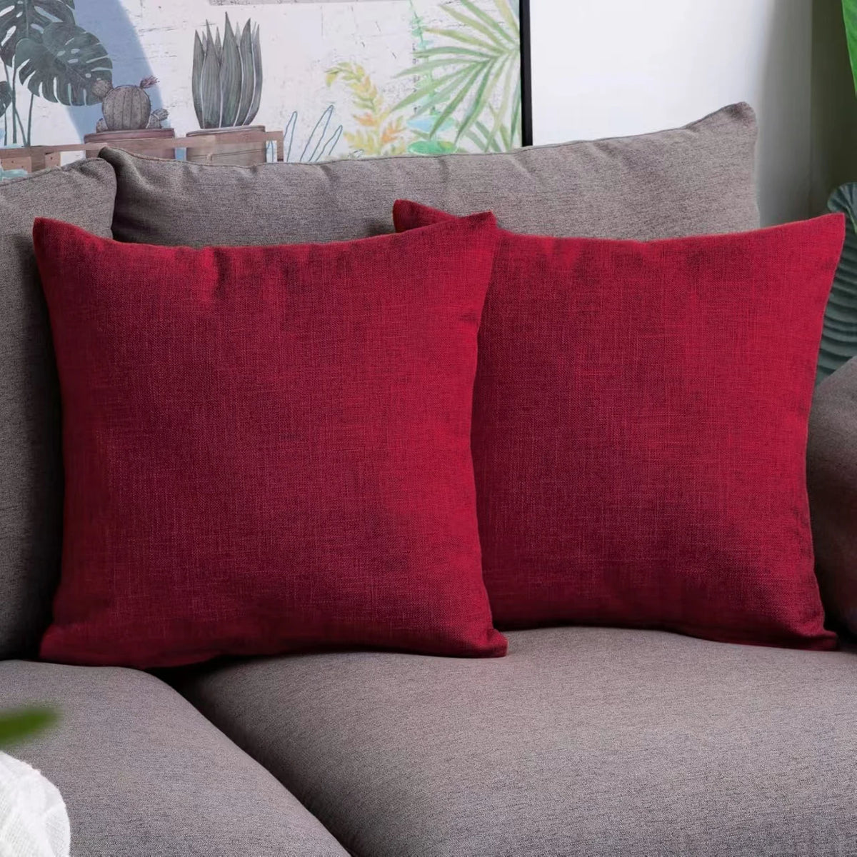 Linen-blend throw pillow covers in earthy tones, photo 19 of 20