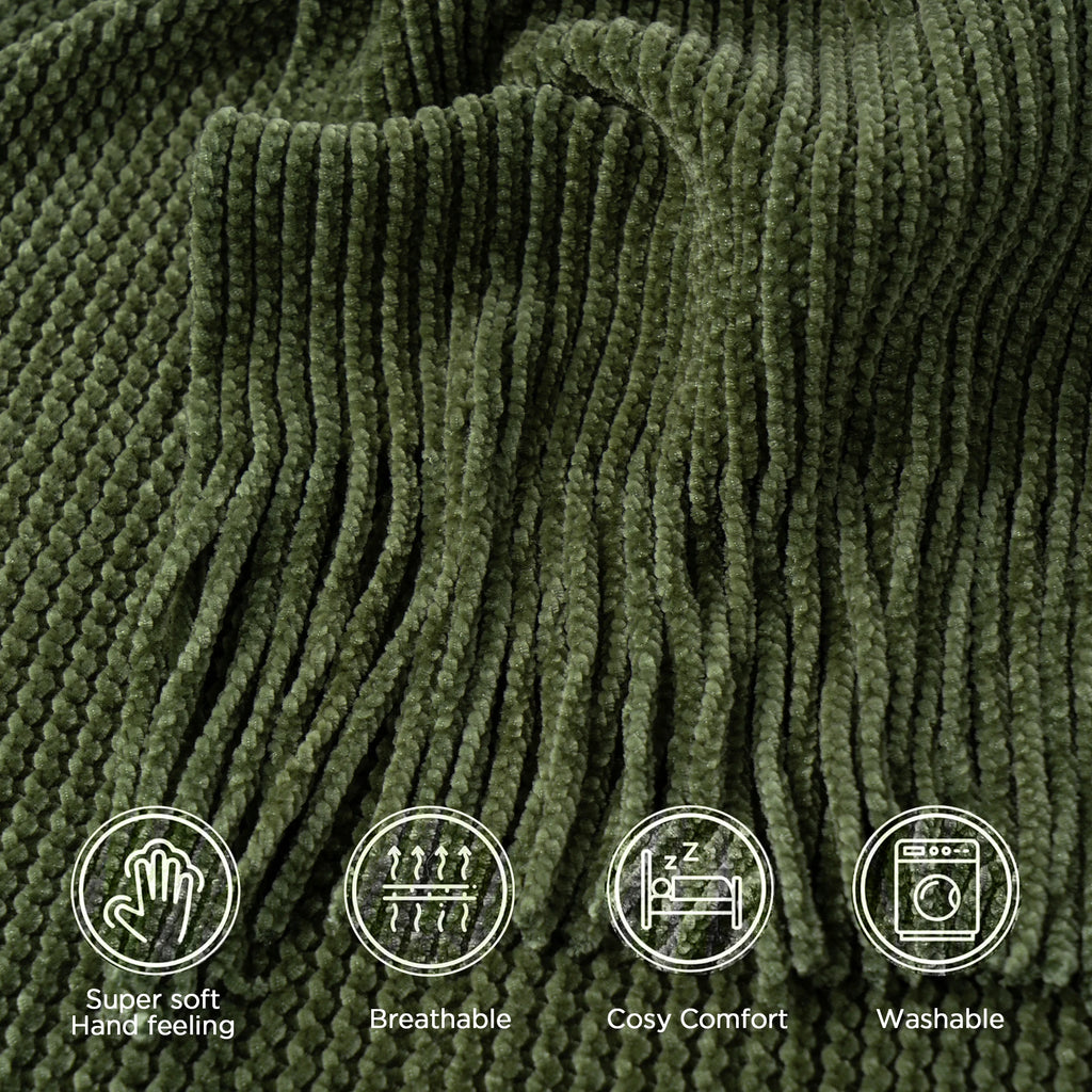 Chenille knit throw blanket with fringe, photo 4 of 12
