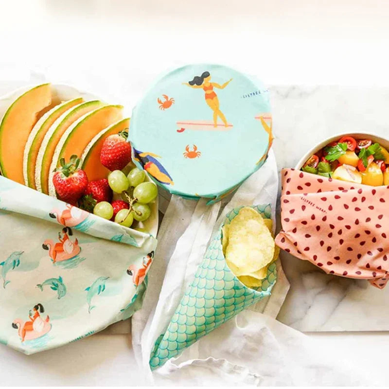 Beeswax Food Wraps, 3-Pack – Reusable Botanical Wraps for a Low-Waste Kitchen