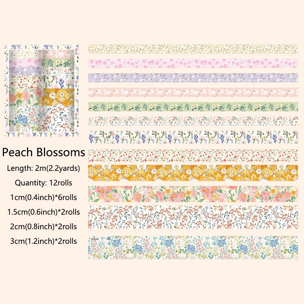 Botanical and neutral washi tape set of 12, photo 8 of 9