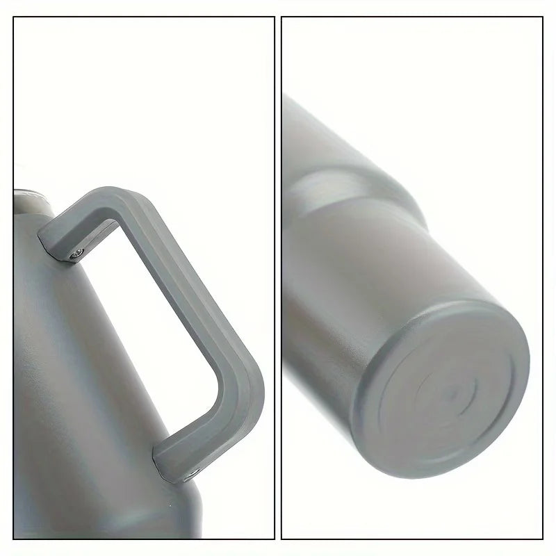 40 oz Insulated Tumbler with Handle & Straw – Stainless Steel