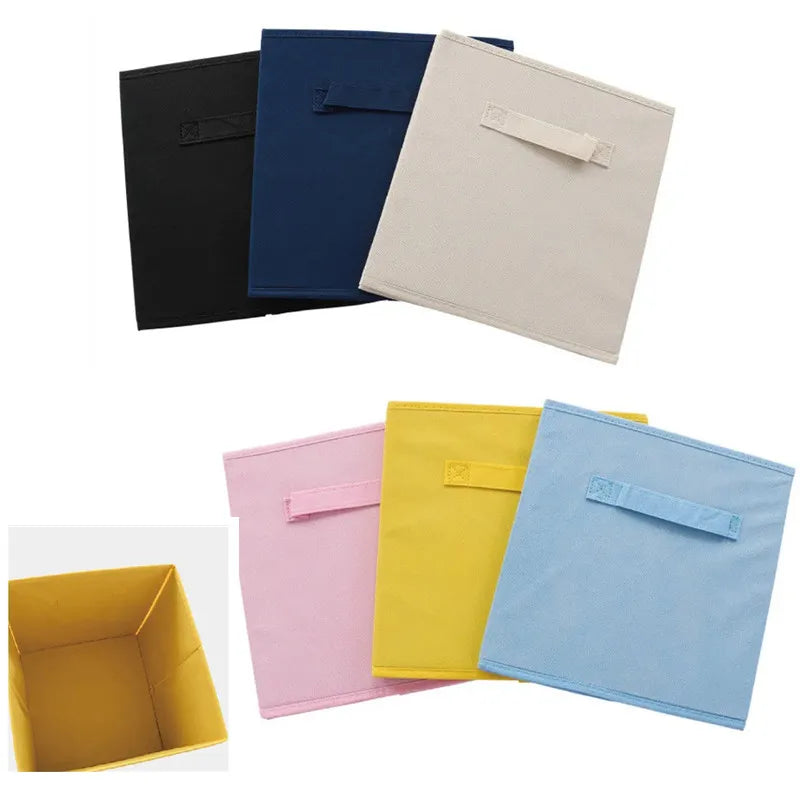 Foldable Fabric Storage Bins, 3-Pack – Linen-Look Cube Organizers