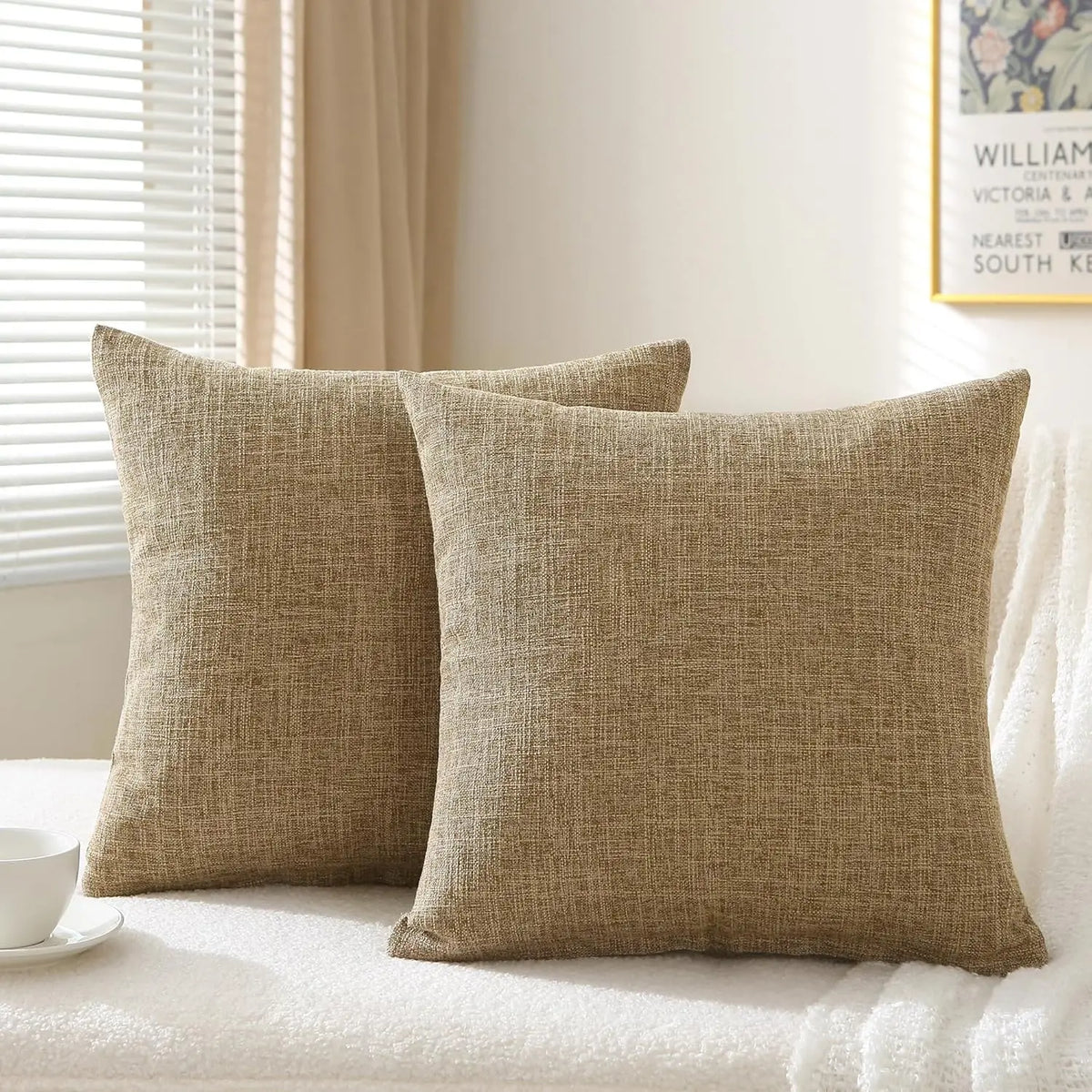 Linen-blend throw pillow covers in earthy tones, photo 15 of 20