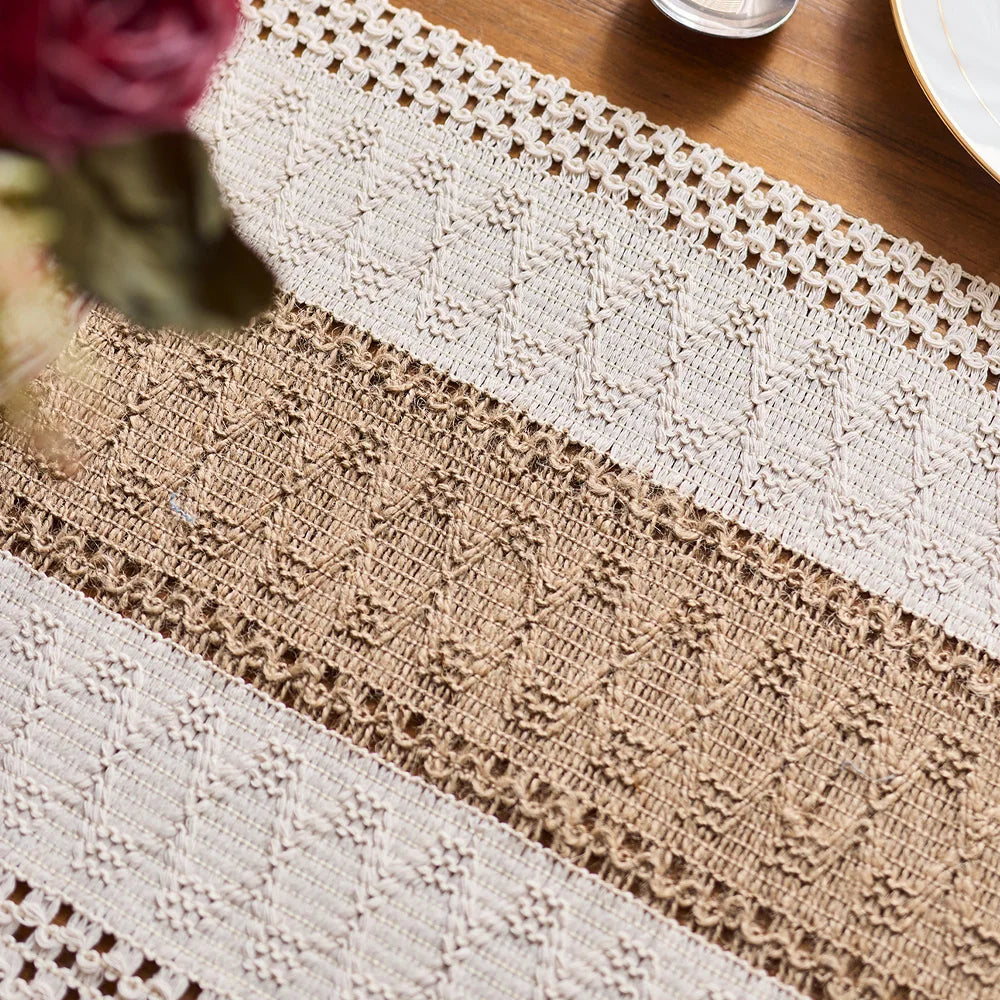 Linen-Look Table Runner with Fringe – Relaxed Farmhouse Table Decor