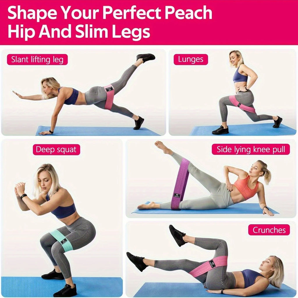 Fabric Resistance Bands Set of 3 – Non-Slip Loop Bands for Gentle Home Workouts