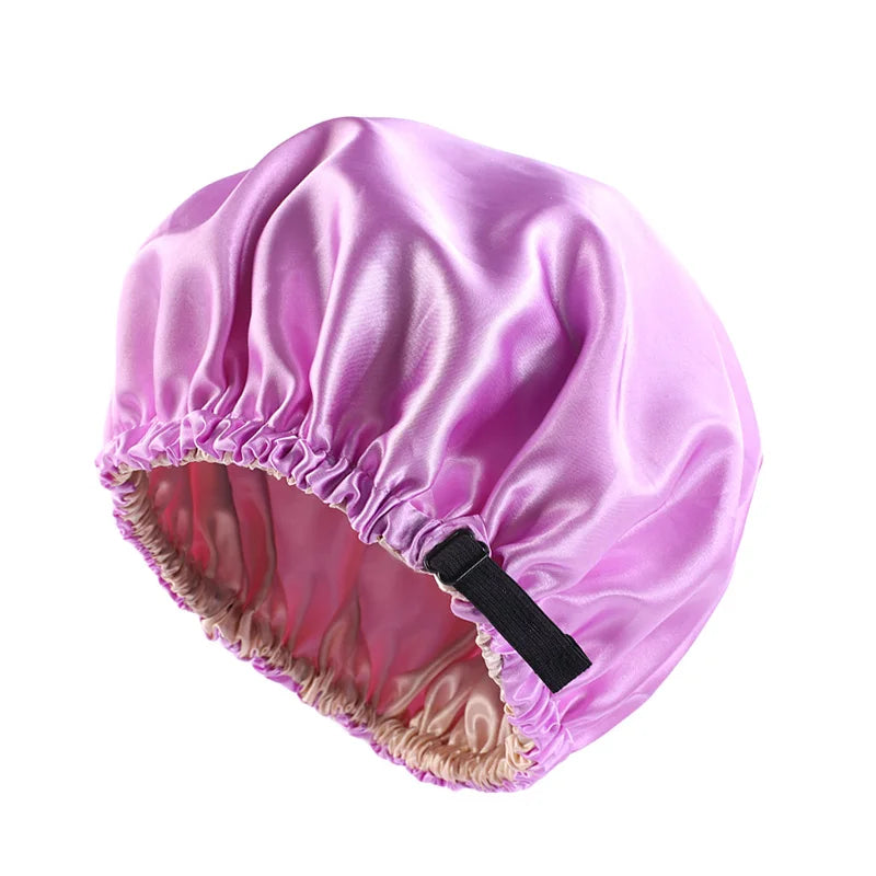 Double-Layer Satin Sleep Bonnet – Adjustable Hair Wrap for Curls