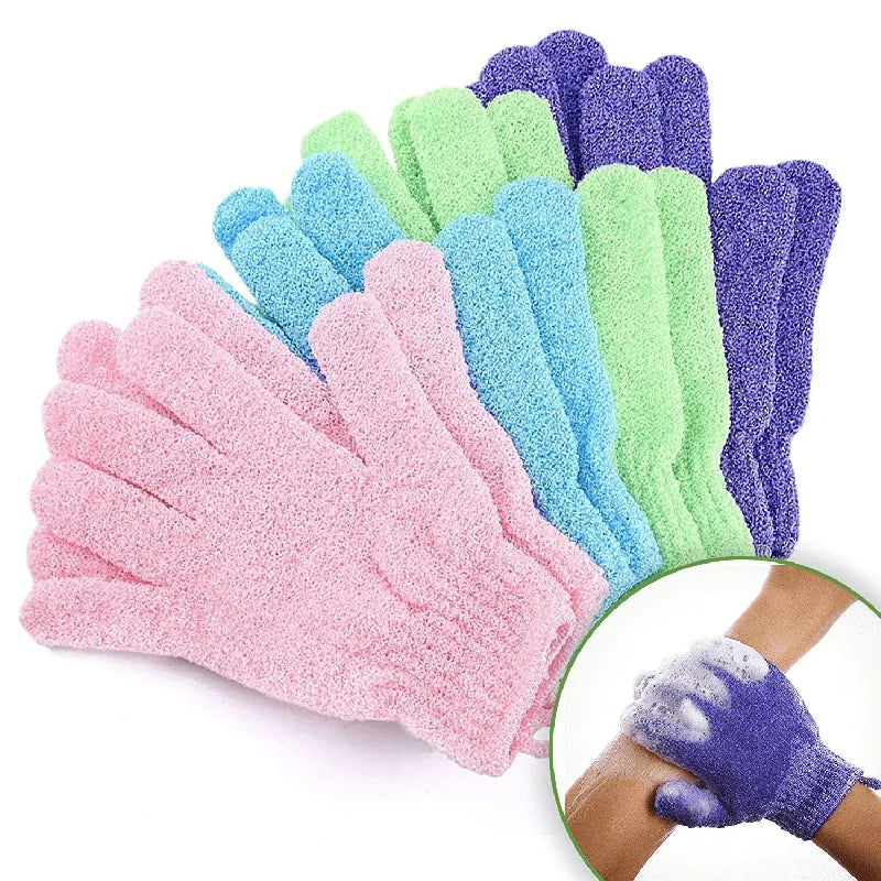 Exfoliating Bath Gloves, Set of 3 – Spa-Day Shower Scrub Mitts