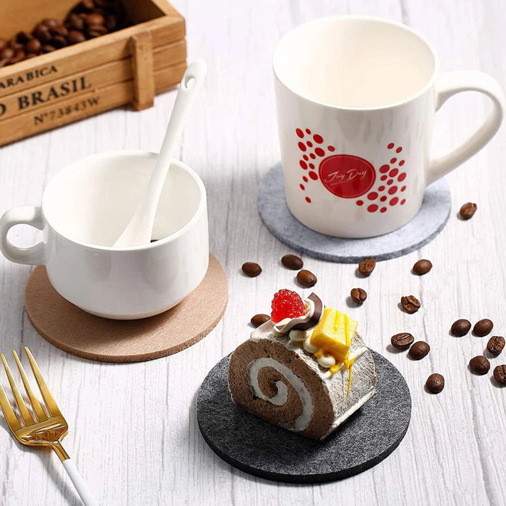 Felt Coaster Set of 6 with Holder – Soft, Absorbent Drink Coasters