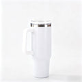 40 oz Insulated Tumbler with Handle & Straw – Stainless Steel