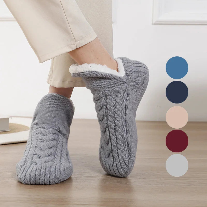 Fuzzy Grip Slipper Socks, 2 Pairs – Plush Non-Slip Socks for Slow Evenings
