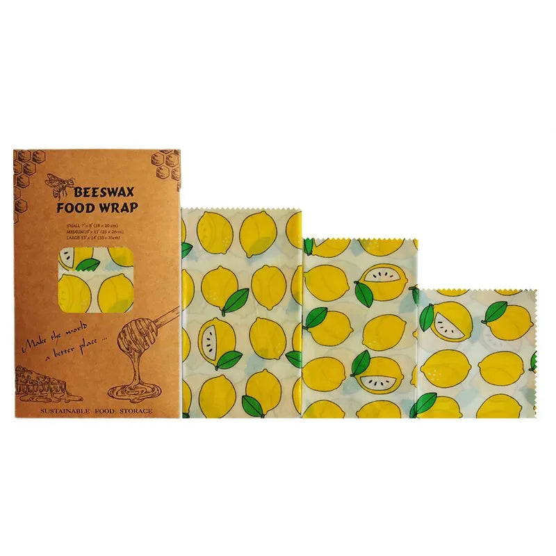 Beeswax Food Wraps, 3-Pack – Reusable Botanical Wraps for a Low-Waste Kitchen